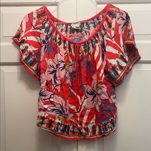 Flying Tomato Red and White Ruffled Crop Top